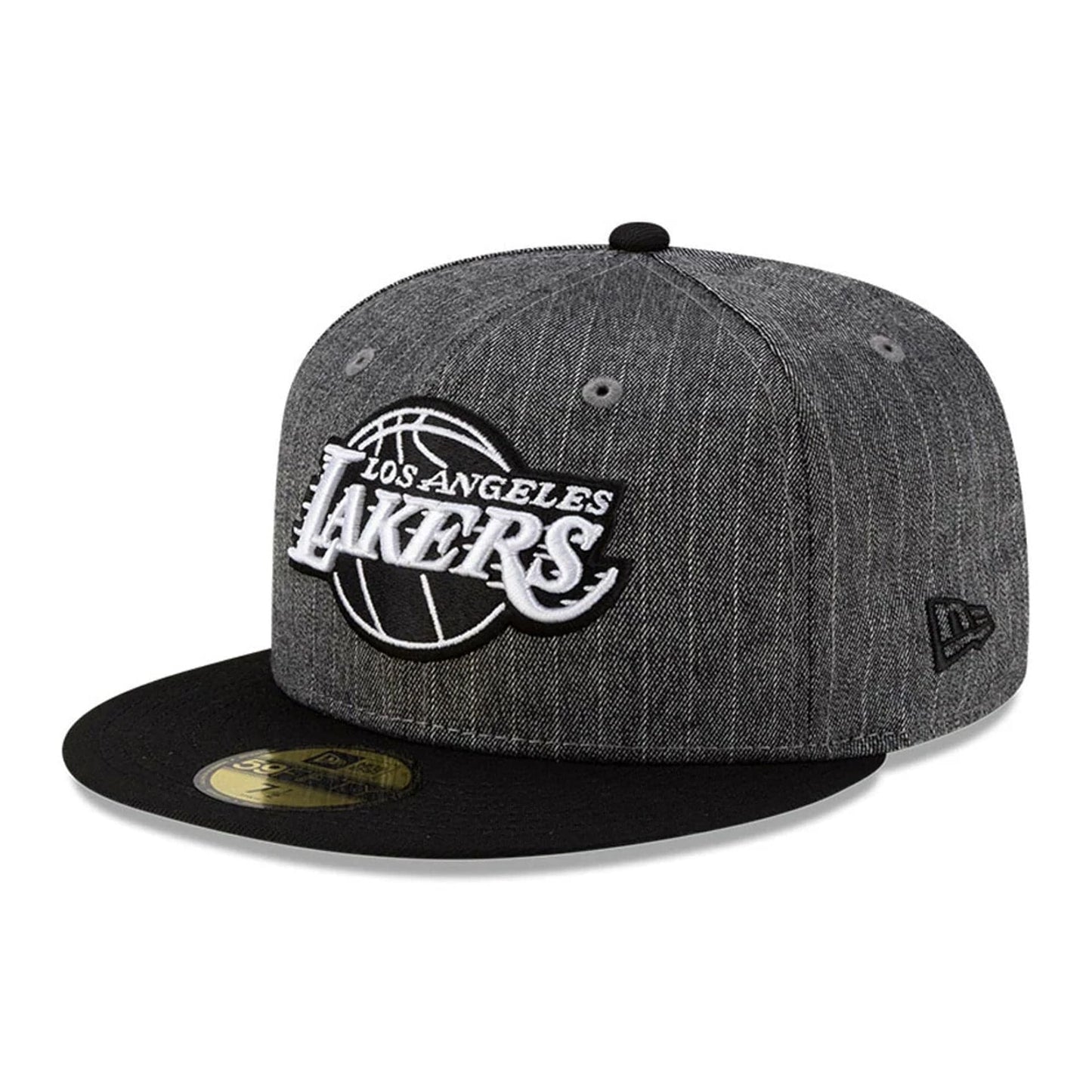 This is a LA Lakers Black Pinstripe 59FIFTY Fitted Cap 1