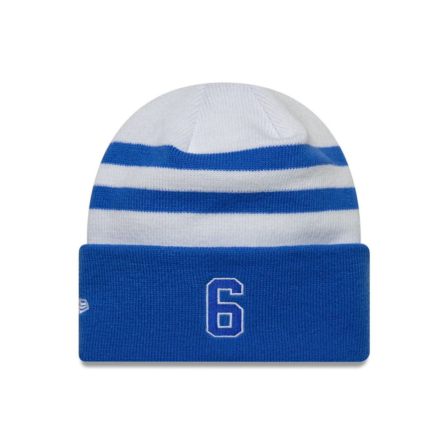 This is a Visa Cash App Racing Bulls Replica Isack Hadjar White Cuff Knit Beanie Hat 2