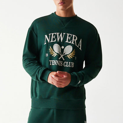 The Male model is wearing New Era Dark Green Oversized Crew Neck Sweater 3