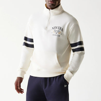 The Male model is wearing New Era Open White Oversized 1/4 Zip Sweater 3