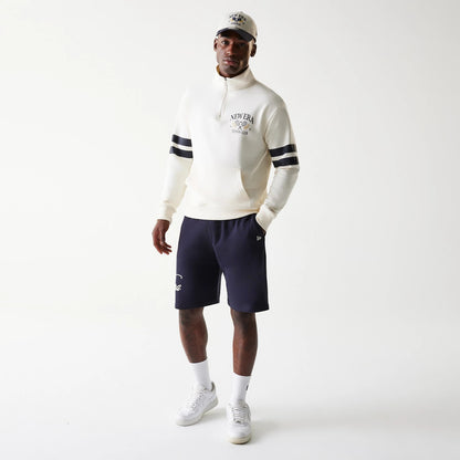 The Male model is wearing New Era Open White Oversized 1/4 Zip Sweater 8