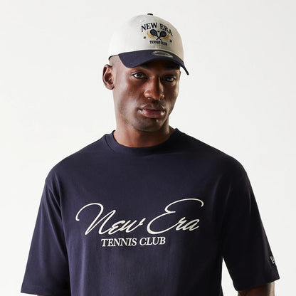 The Male model is wearing New Era Navy Oversized T-Shirt 6