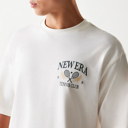 The Male model is wearing New Era Open White Oversized T-Shirt 3