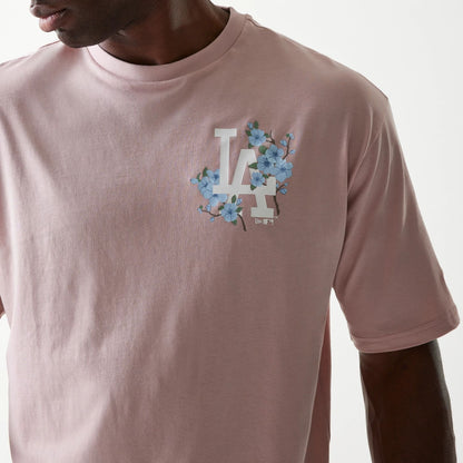 The Male model is wearing LA Dodgers MLB Floral Pastel Pink Oversized T-Shirt 3