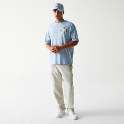 The Male model is wearing New York Yankees MLB Floral Pastel Blue Oversized T-Shirt 8