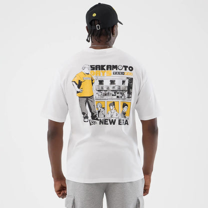 The Male model is wearing Sakamoto Days Icon Netflix White T-Shirt 2
