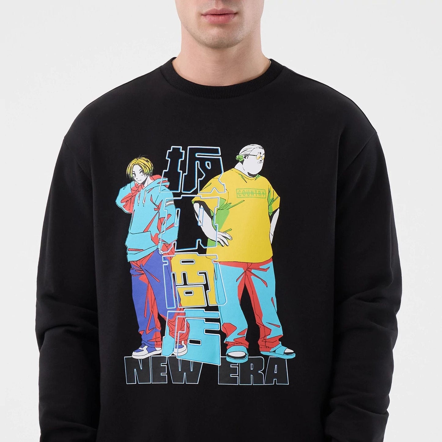 The Male model is wearing Sakamoto Days Netflix Black Crew Neck Sweater  3