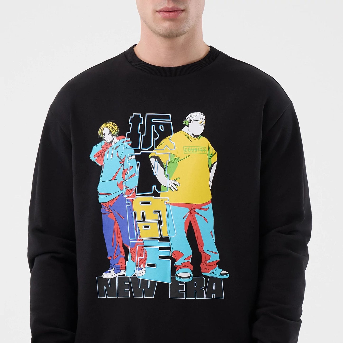 The Male model is wearing Sakamoto Days Netflix Black Crew Neck Sweater  3