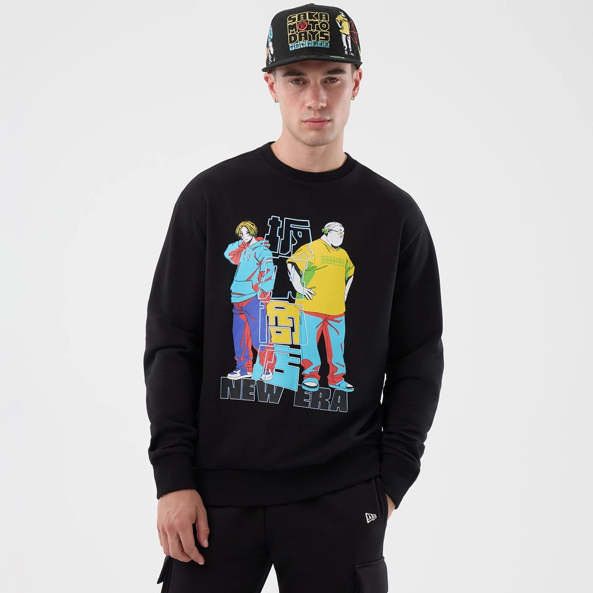 The Male model is wearing Sakamoto Days Netflix Black Crew Neck Sweater  1