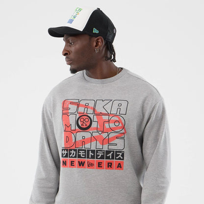 The Male model is wearing Sakamoto Days Netflix Grey Crew Neck Sweater  5