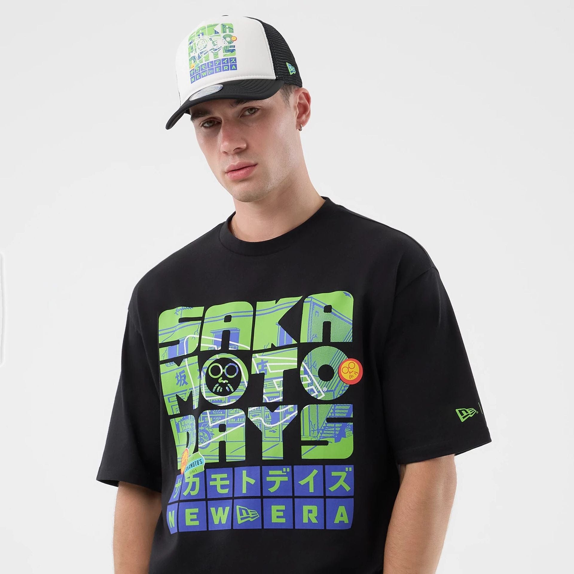 The Male model is wearing Sakamoto Days Netflix Black T-Shirt  6