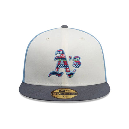 This is a Oakland Athletics MLB City Element Guatemala Pastel Blue 59FIFTY Fitted Cap 3