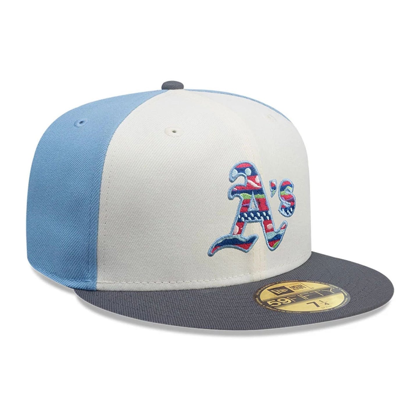 This is a Oakland Athletics MLB City Element Guatemala Pastel Blue 59FIFTY Fitted Cap 4