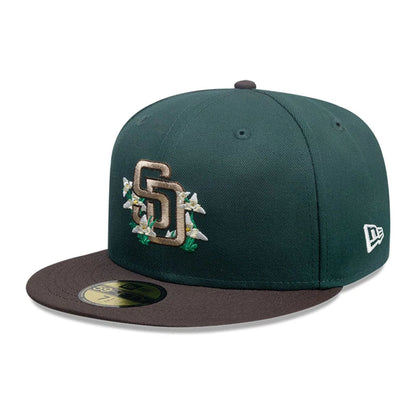 This is a San Diego Padres MLB City Element Guatemala Dark Green 59FIFTY Fitted Cap 1