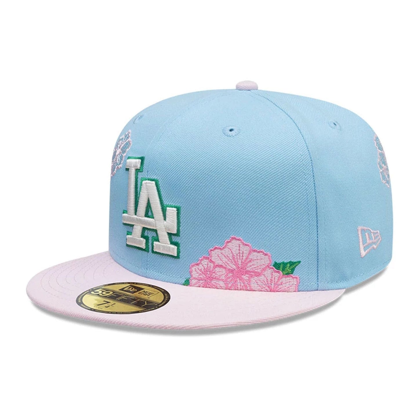 This is a LA Dodgers MLB City Element Dominican Republic Pastel Blue 59FIFTY Fitted Cap 1