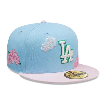 This is a LA Dodgers MLB City Element Dominican Republic Pastel Blue 59FIFTY Fitted Cap 4