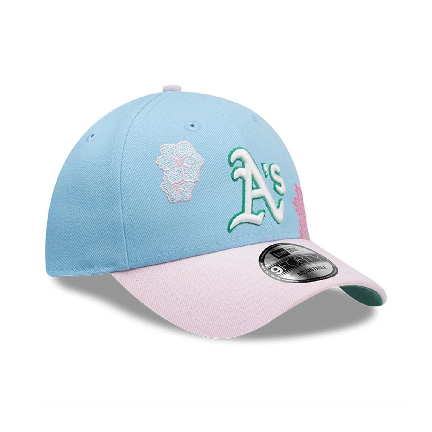 This is a Oakland Athletics MLB City Element Dominican Republic Pastel Blue 9FORTY Adjustable Cap 4