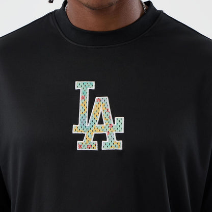 The Male model is wearing LA Dodgers MLB Mesh Infill Black Oversized T-Shirt 6