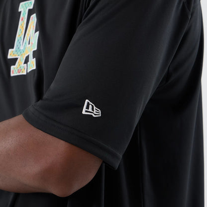 The Male model is wearing LA Dodgers MLB Mesh Infill Black Oversized T-Shirt 3