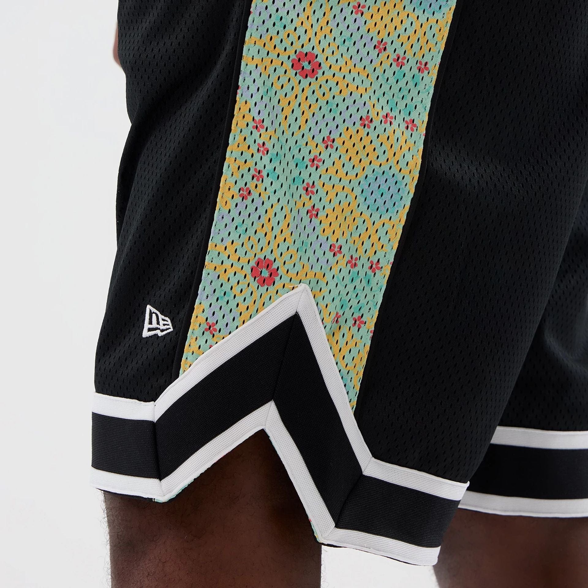 The Male model is wearing LA Dodgers MLB Mesh Black Mesh Shorts 4