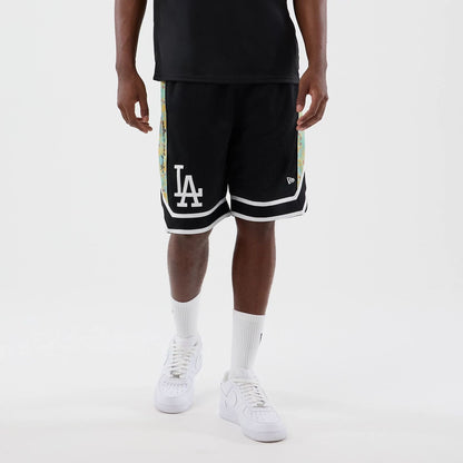 The Male model is wearing LA Dodgers MLB Mesh Black Mesh Shorts 1