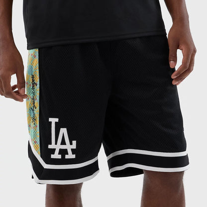 The Male model is wearing LA Dodgers MLB Mesh Black Mesh Shorts 5