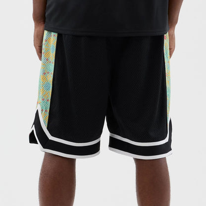 The Male model is wearing LA Dodgers MLB Mesh Black Mesh Shorts 7