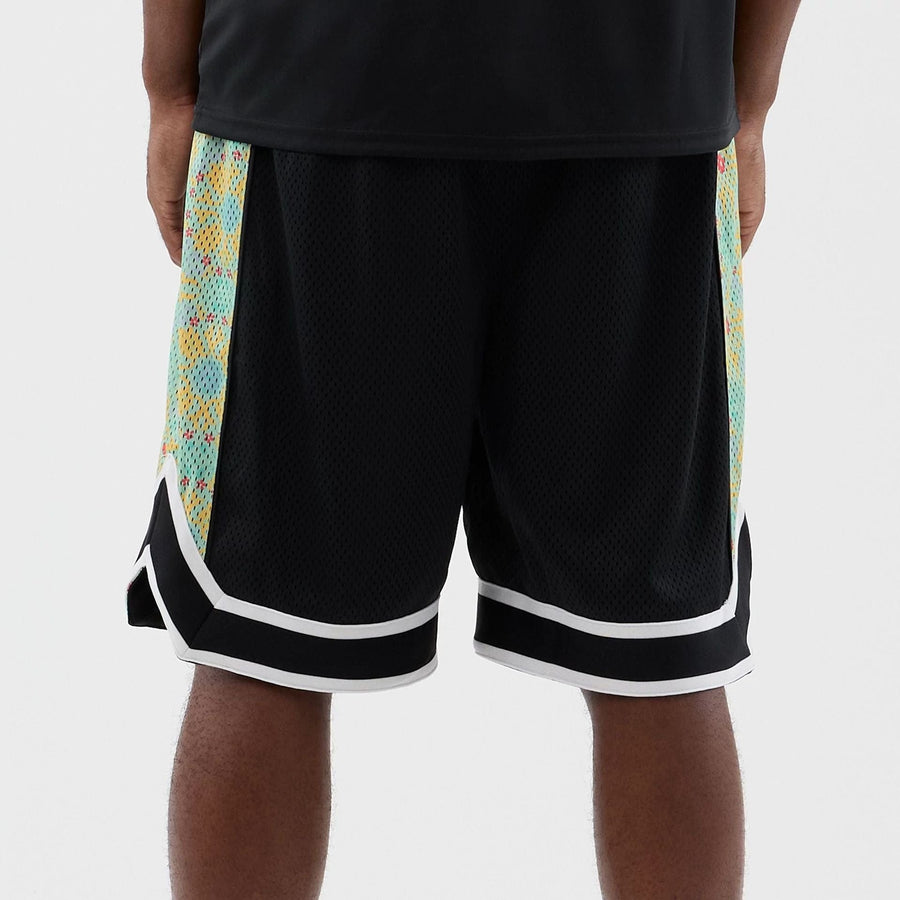 The Male model is wearing LA Dodgers MLB Mesh Black Mesh Shorts 7