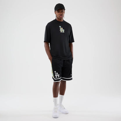 The Male model is wearing LA Dodgers MLB Mesh Black Mesh Shorts 8