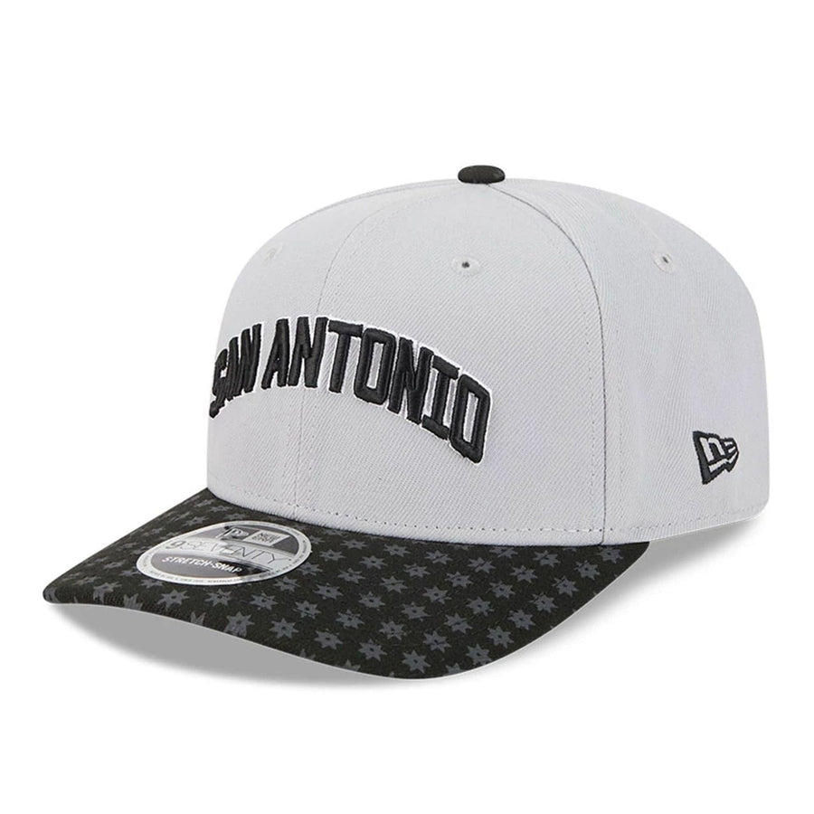 This is a San Antonio Spurs NBA Statement Grey 9SEVENTY Stretch Snap Adjustable Cap 4