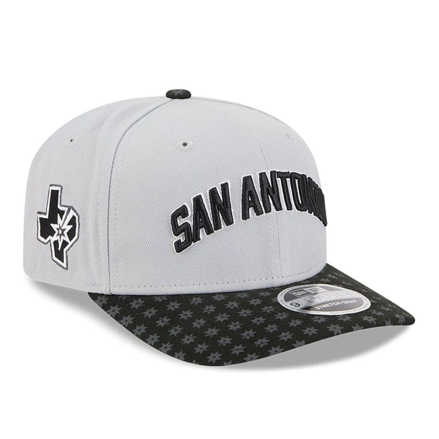 This is a San Antonio Spurs NBA Statement Grey 9SEVENTY Stretch Snap Adjustable Cap 1