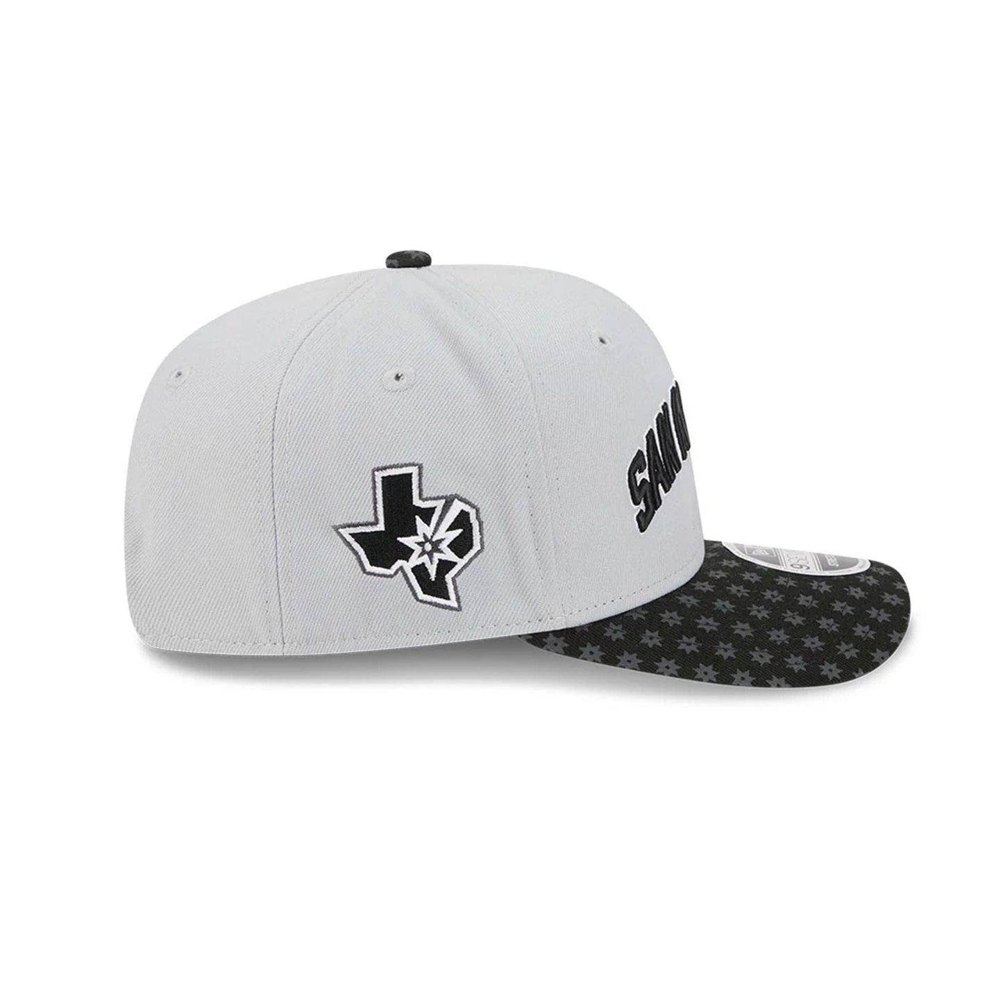 This is a San Antonio Spurs NBA Statement Grey 9SEVENTY Stretch Snap Adjustable Cap 6