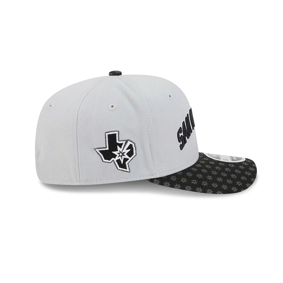 This is a San Antonio Spurs NBA Statement Grey 9SEVENTY Stretch Snap Adjustable Cap 6