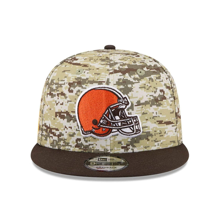 This is a Cleveland Browns NFL Salute To Service 2025 Dark Brown 9FIFTY Snapback Adjustable Cap 3
