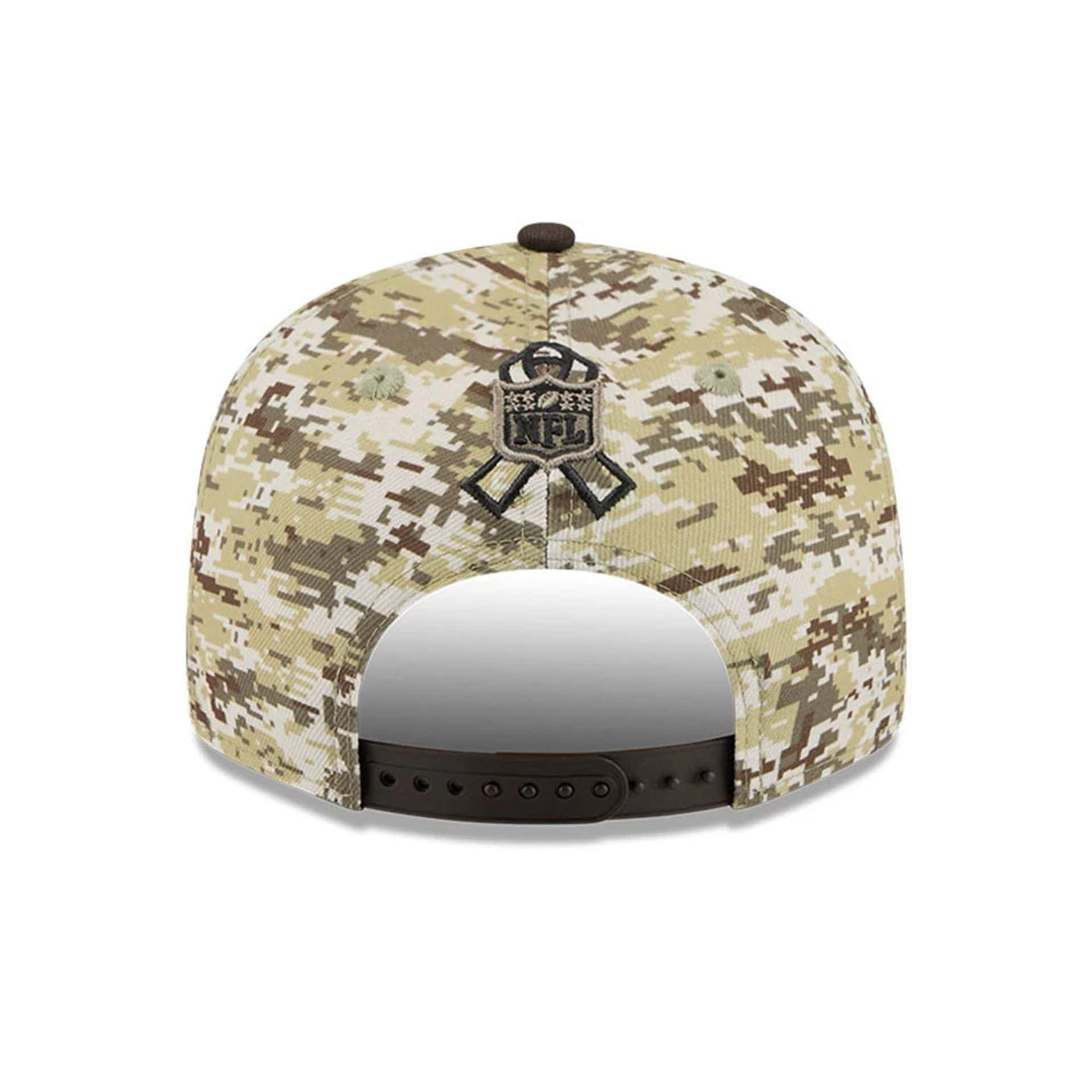 This is a Cleveland Browns NFL Salute To Service 2025 Dark Brown 9FIFTY Snapback Adjustable Cap 5