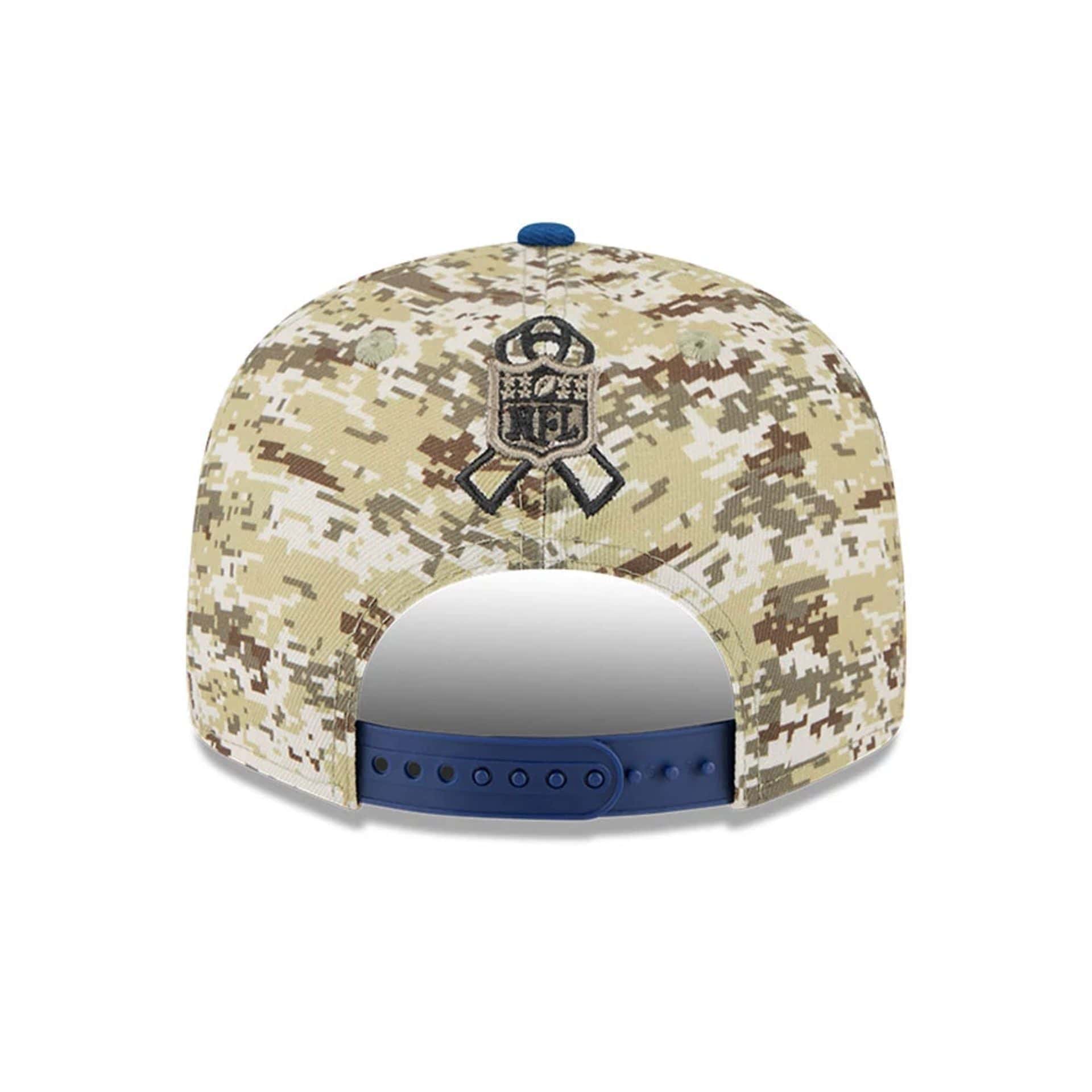 This is a Indianapolis Colts NFL Salute To Service 2025 Blue 9FIFTY Snapback Adjustable Cap 5