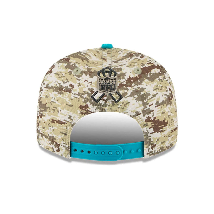 This is a Miami Dolphins NFL Salute To Service 2025 Turquoise 9FIFTY Snapback Adjustable Cap 7