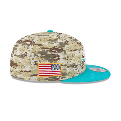 This is a Miami Dolphins NFL Salute To Service 2025 Turquoise 9FIFTY Snapback Adjustable Cap 5