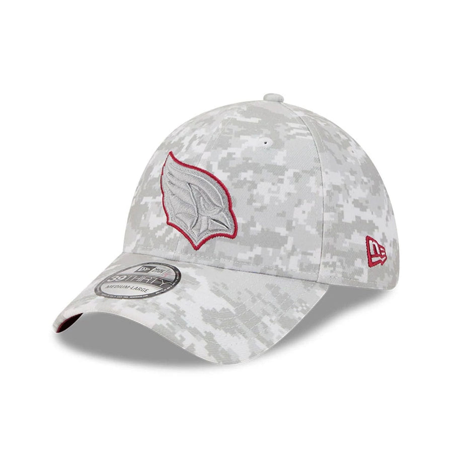 This is a Arizona Cardinals NFL Salute To Service 2025 Grey Camo 39THIRTY Stretch Fit Cap 4