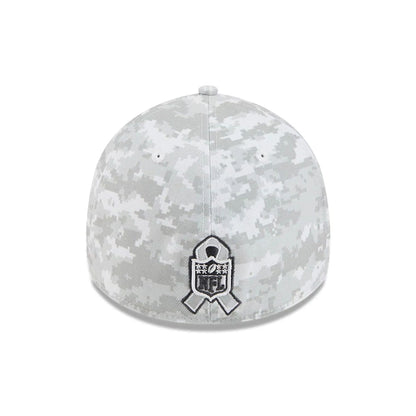 This is a Denver Broncos NFL Salute To Service 2025 Grey Camo 39THIRTY Stretch Fit Cap 5