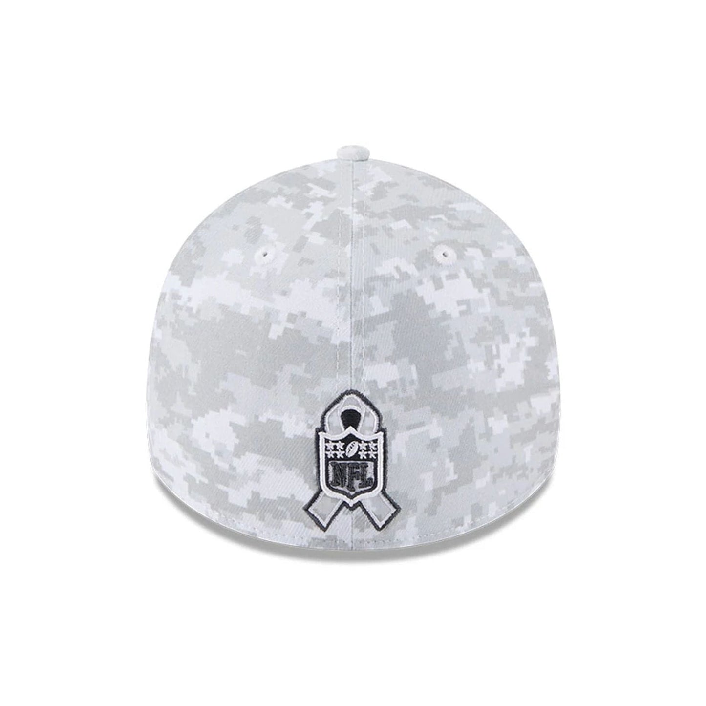 This is a Jacksonville Jaguars NFL Salute To Service 2025 Grey Camo 39THIRTY Stretch Fit Cap 5