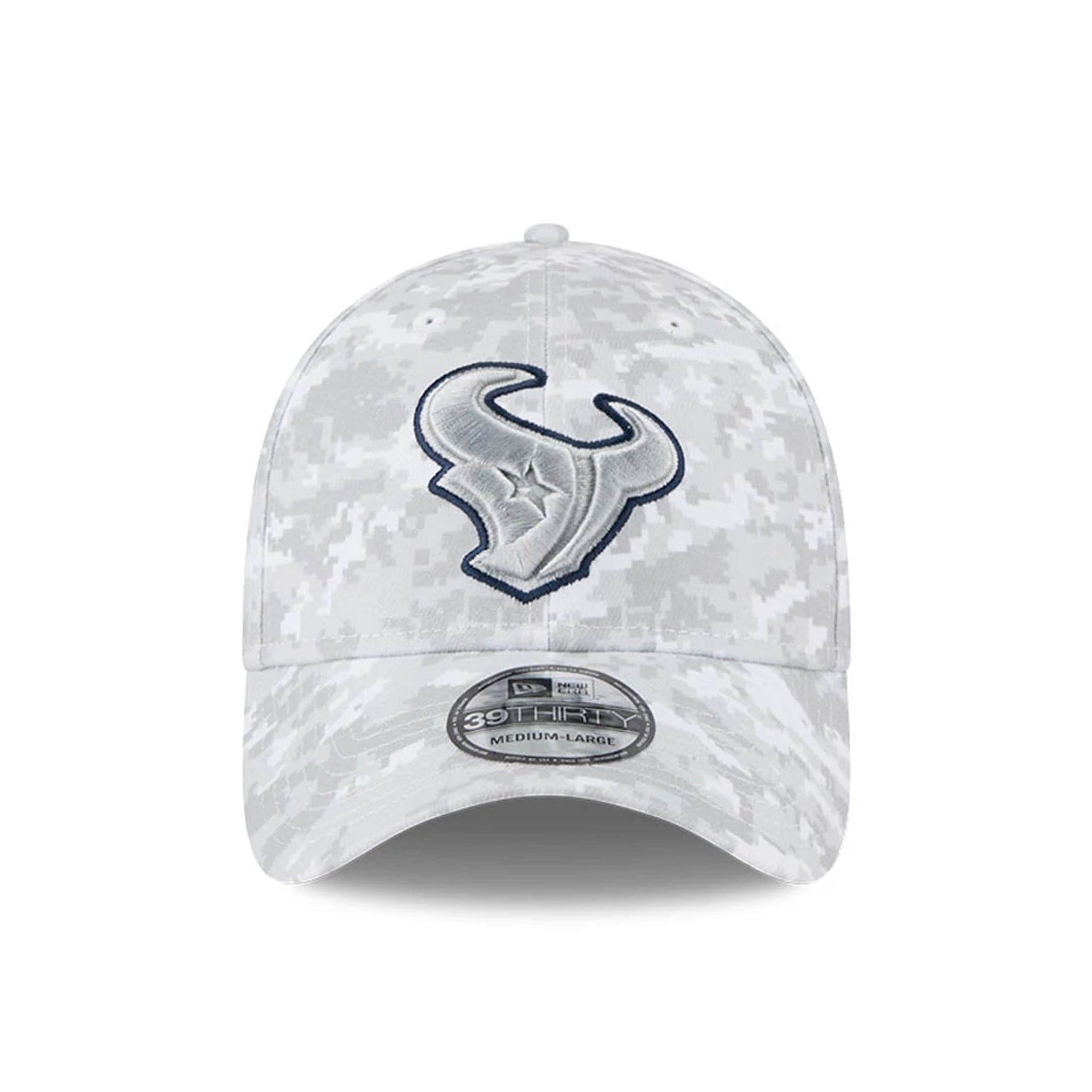 This is a Houston Texans NFL Salute To Service 2025 Grey Camo 39THIRTY Stretch Fit Cap 2