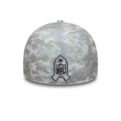 This is a LA Rams NFL Salute To Service 2025 Grey Camo 39THIRTY Stretch Fit Cap 7
