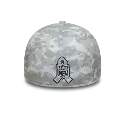 This is a Miami Dolphins NFL Salute To Service 2025 Grey Camo 39THIRTY Stretch Fit Cap 3