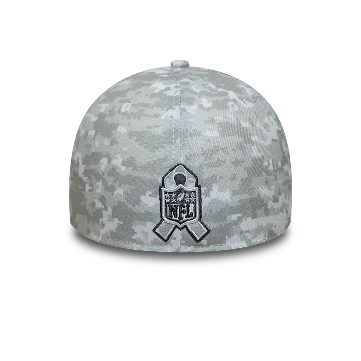 This is a Pittsburgh Steelers NFL Salute To Service 2025 Grey Camo 39THIRTY Stretch Fit Cap 3
