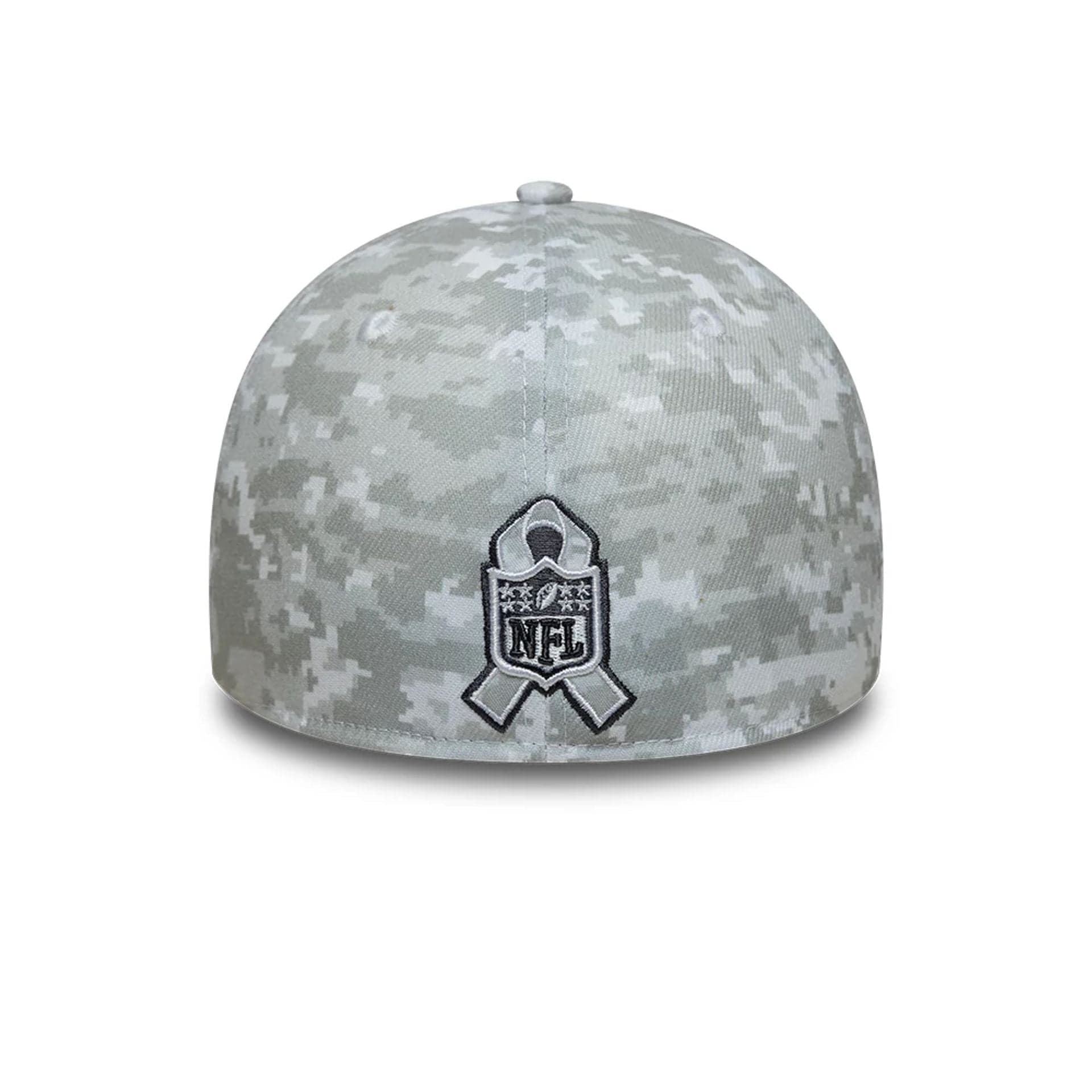 This is a Pittsburgh Steelers NFL Salute To Service 2025 Grey Camo 39THIRTY Stretch Fit Cap 3