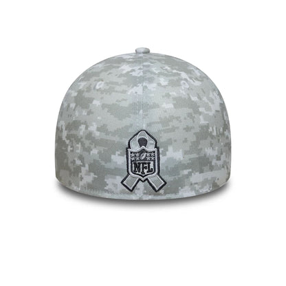 This is a Pittsburgh Steelers NFL Salute To Service 2025 Grey Camo 39THIRTY Stretch Fit Cap 3