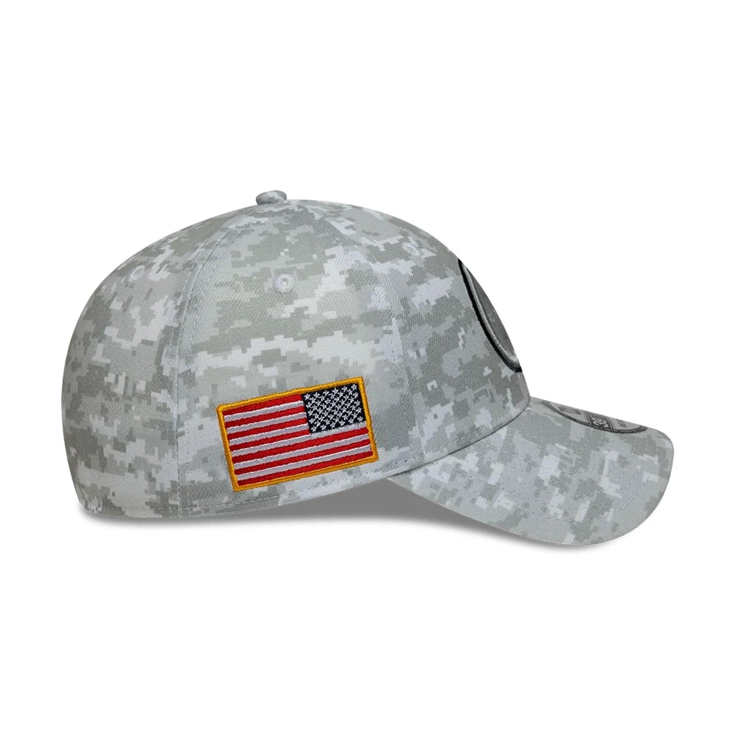 This is a Pittsburgh Steelers NFL Salute To Service 2025 Grey Camo 39THIRTY Stretch Fit Cap 6