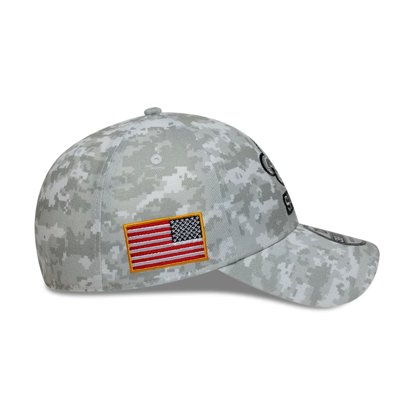 This is a New Orleans Saints NFL Salute To Service 2025 Grey Camo 39THIRTY Stretch Fit Cap 6