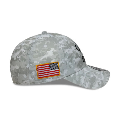 This is a New Orleans Saints NFL Salute To Service 2025 Grey Camo 39THIRTY Stretch Fit Cap 6